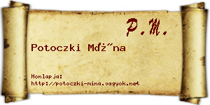 Potoczki Mína névjegykártya
